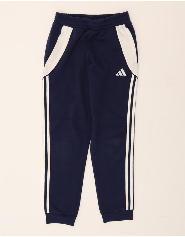 Adidas Boys Tracksuit Trousers Joggers 11-12 Years Navy Blue Colourblock