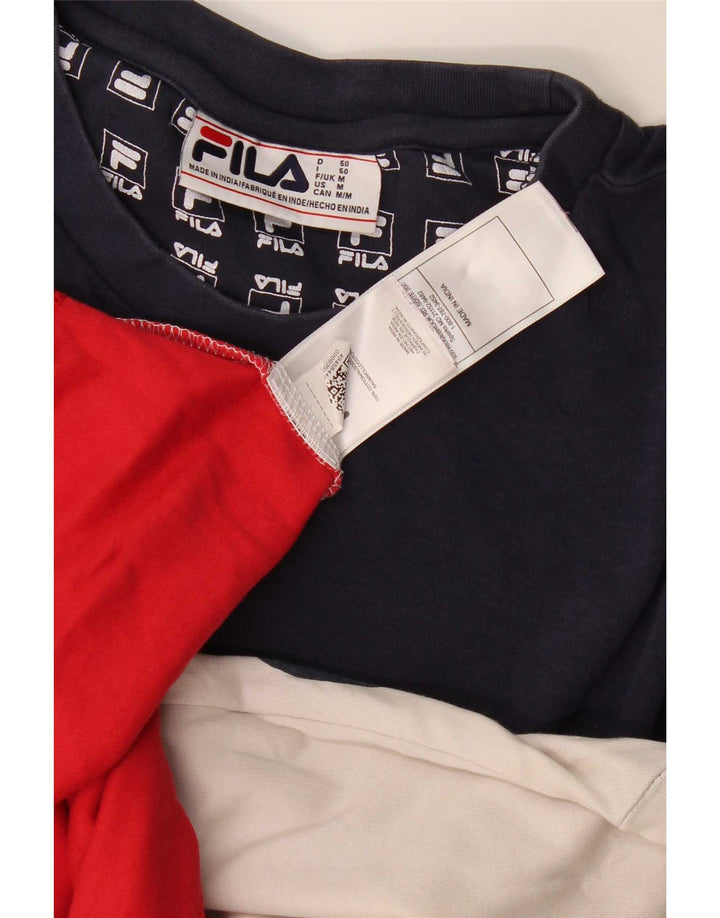 Fila Mens Graphic T-Shirt Top Medium Multicoloured Colourblock Cotton