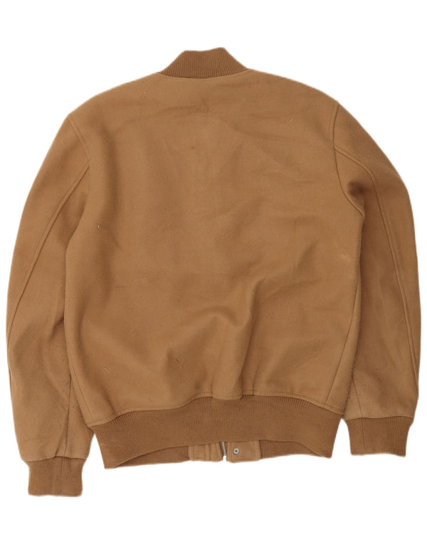 Zara Mens Bomber Jacket UK 38 Medium Brown Polyester