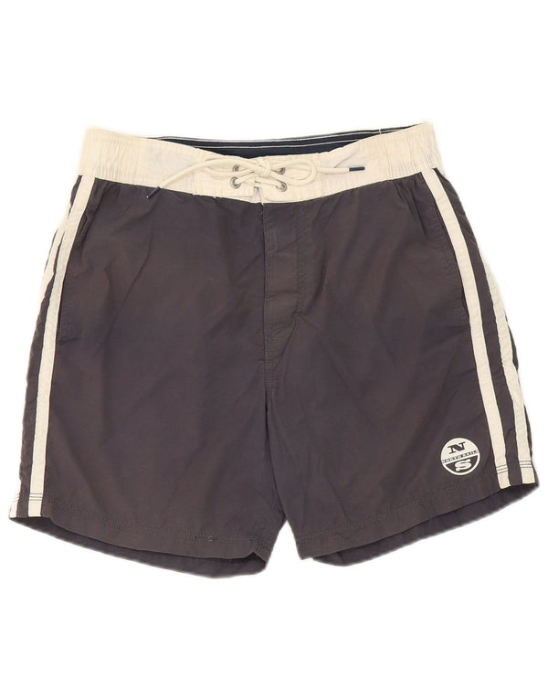 North Sails Mens Swimming Shorts Small Navy Blue Colourblock Cotton