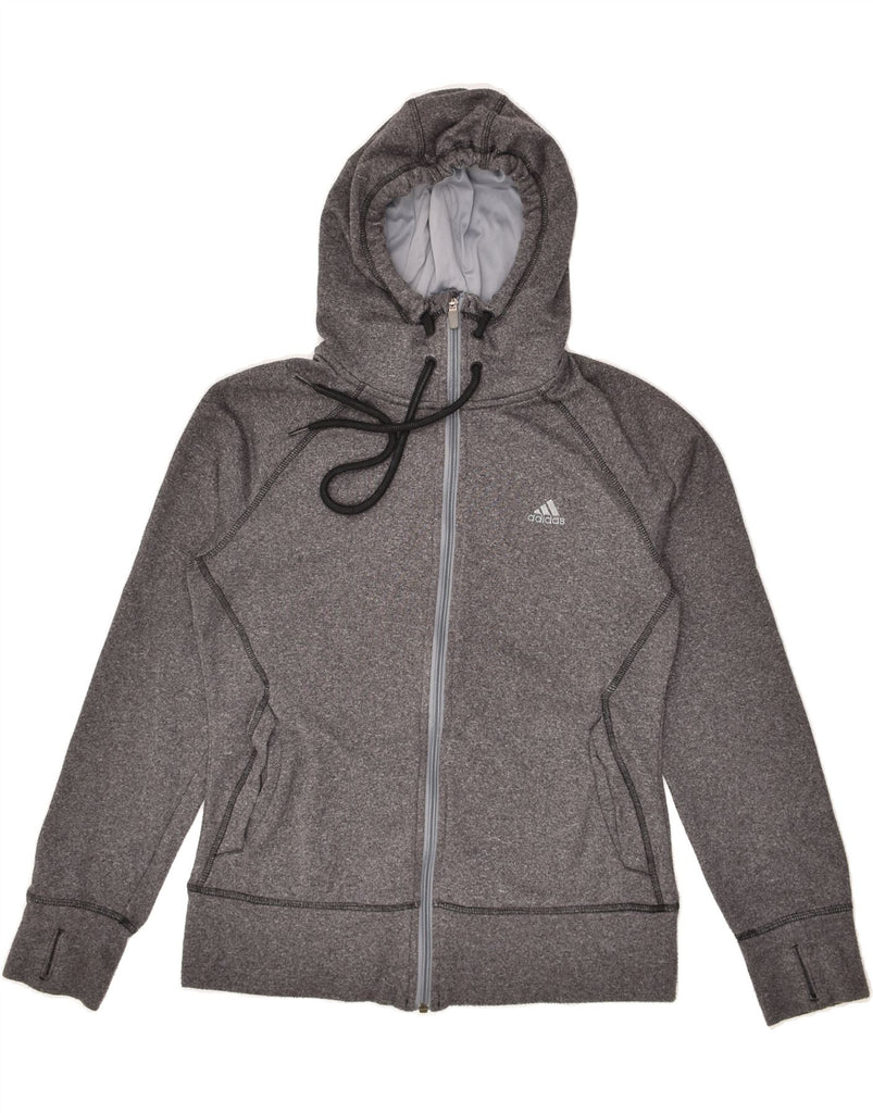 ADIDAS Womens Zip Hoodie Sweater UK 8/10 Small Grey Polyester | Vintage Adidas | Thrift | Second-Hand Adidas | Used Clothing | Messina Hembry 