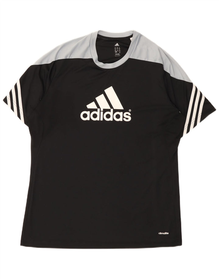 ADIDAS Mens Climalite Graphic T-Shirt Top XL Black Colourblock Polyester