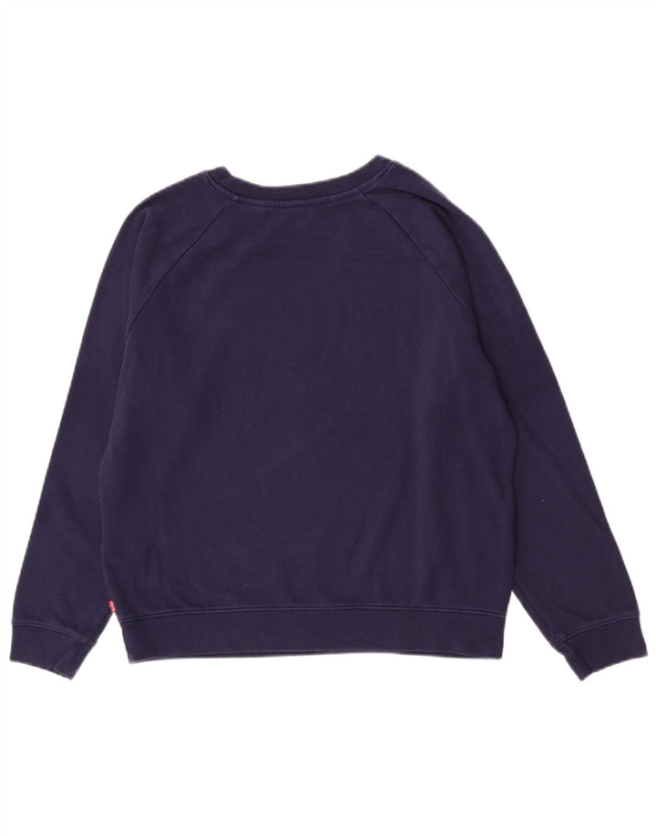 Levi's Womens Graphic Sweatshirt Jumper UK 14 Medium Navy Blue Cotton