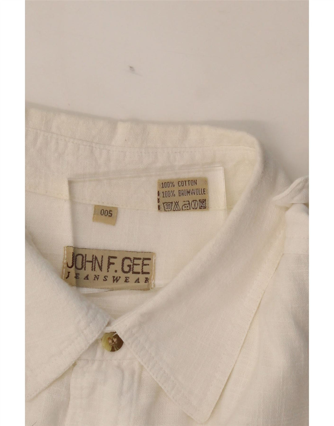 JOHN F GEE Mens Short Sleeve Shirt XL White Cotton Vintage John F Gee and Second-Hand John F Gee from Messina Hembry 