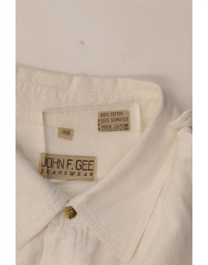 JOHN F GEE Mens Short Sleeve Shirt XL White Cotton Vintage John F Gee and Second-Hand John F Gee from Messina Hembry 