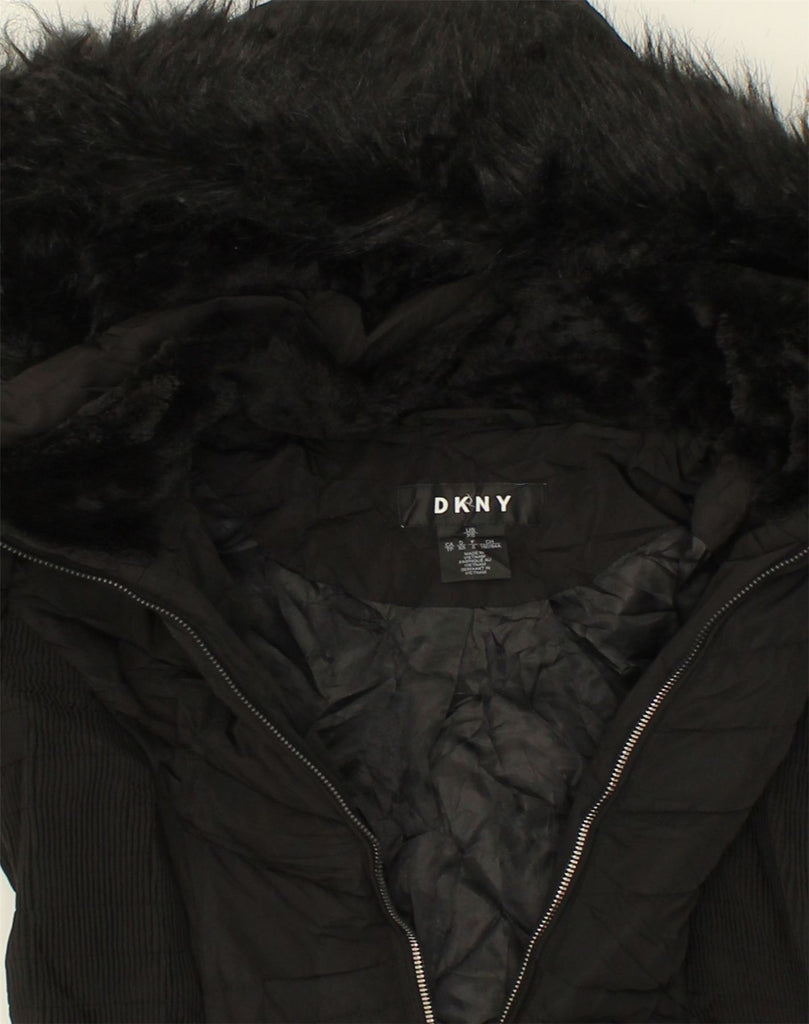 DKNY Womens Hooded Padded Jacket US 2 XS  Black Polyester | Vintage Dkny | Thrift | Second-Hand Dkny | Used Clothing | Messina Hembry 