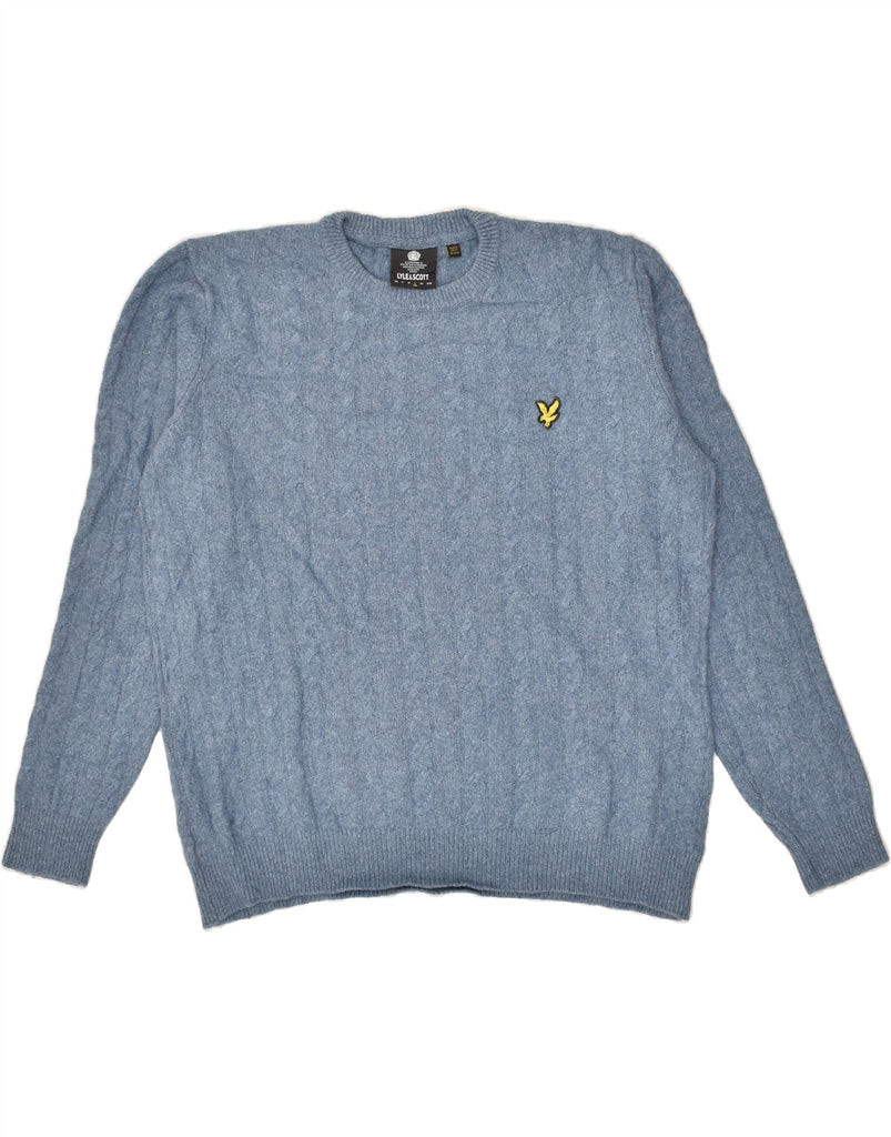 LYLE & SCOTT Mens Crew Neck Jumper Sweater Large Blue Cotton | Vintage Lyle & Scott | Thrift | Second-Hand Lyle & Scott | Used Clothing | Messina Hembry 