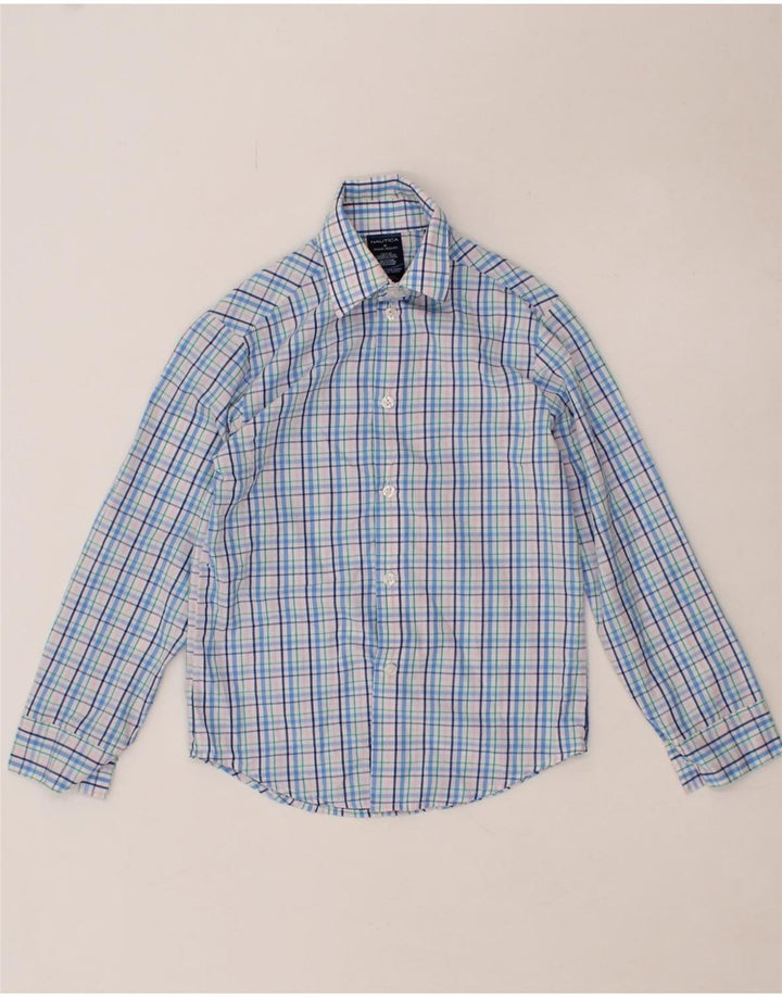 NAUTICA Boys Shirt 7-8 Years Blue Check Cotton Vintage Nautica and Second-Hand Nautica from Messina Hembry 