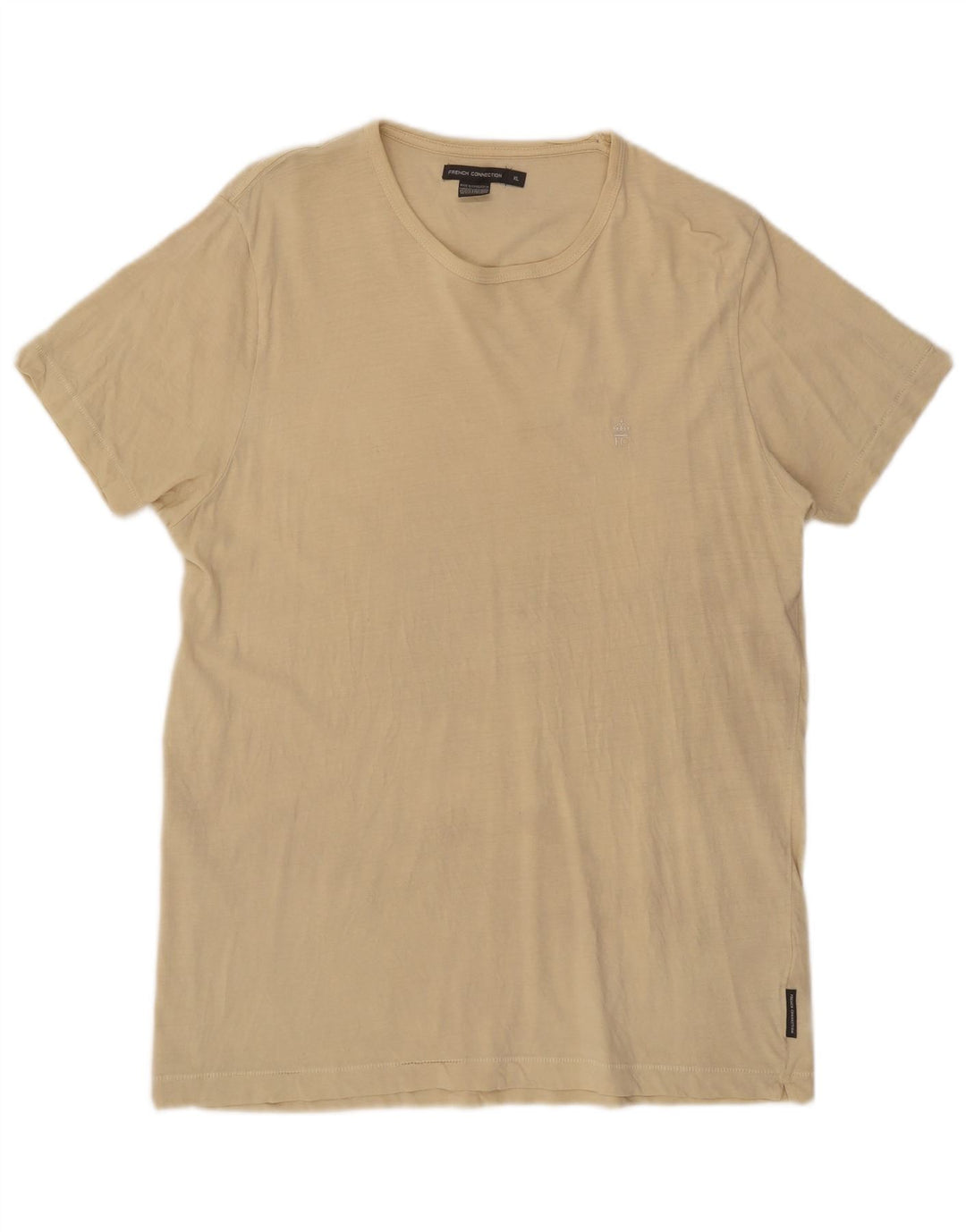French Connection Mens T-Shirt Top XL Beige Cotton
