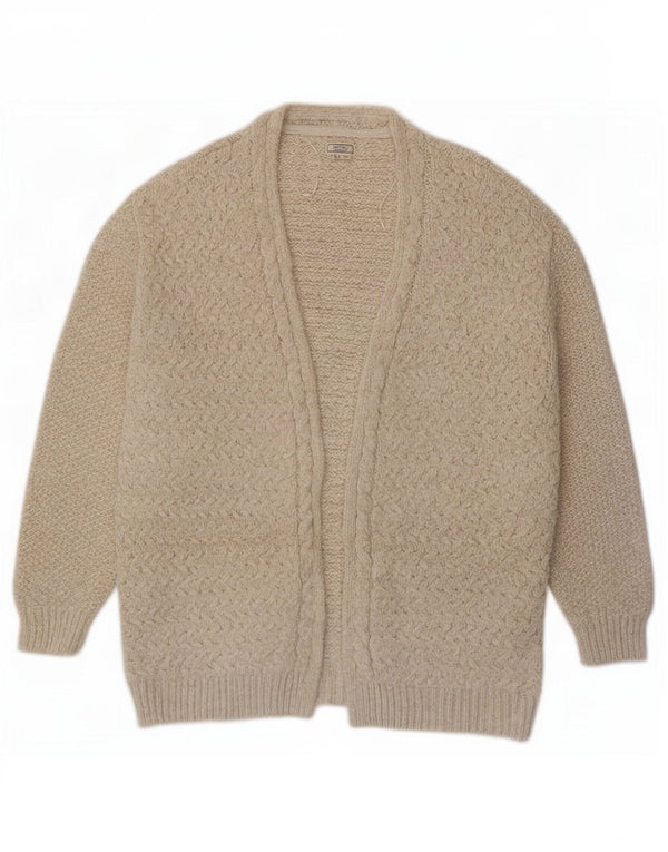 Fat Face Womens Longline Open Cardigan Sweater UK 14 Large Beige Acrylic