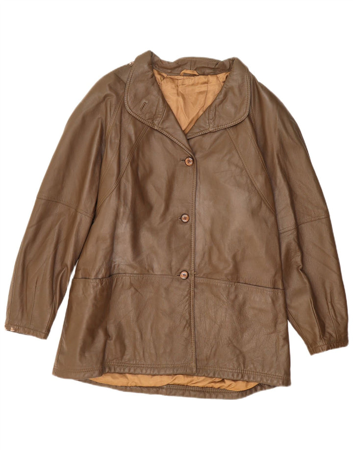 Vintage Womens Leather Jacket UK 16 Large Brown