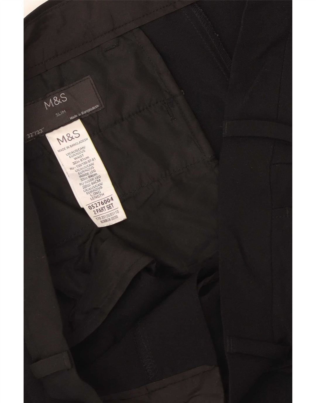 Marks & Spencer Mens Casual Trousers W32 L33 Black Polyester