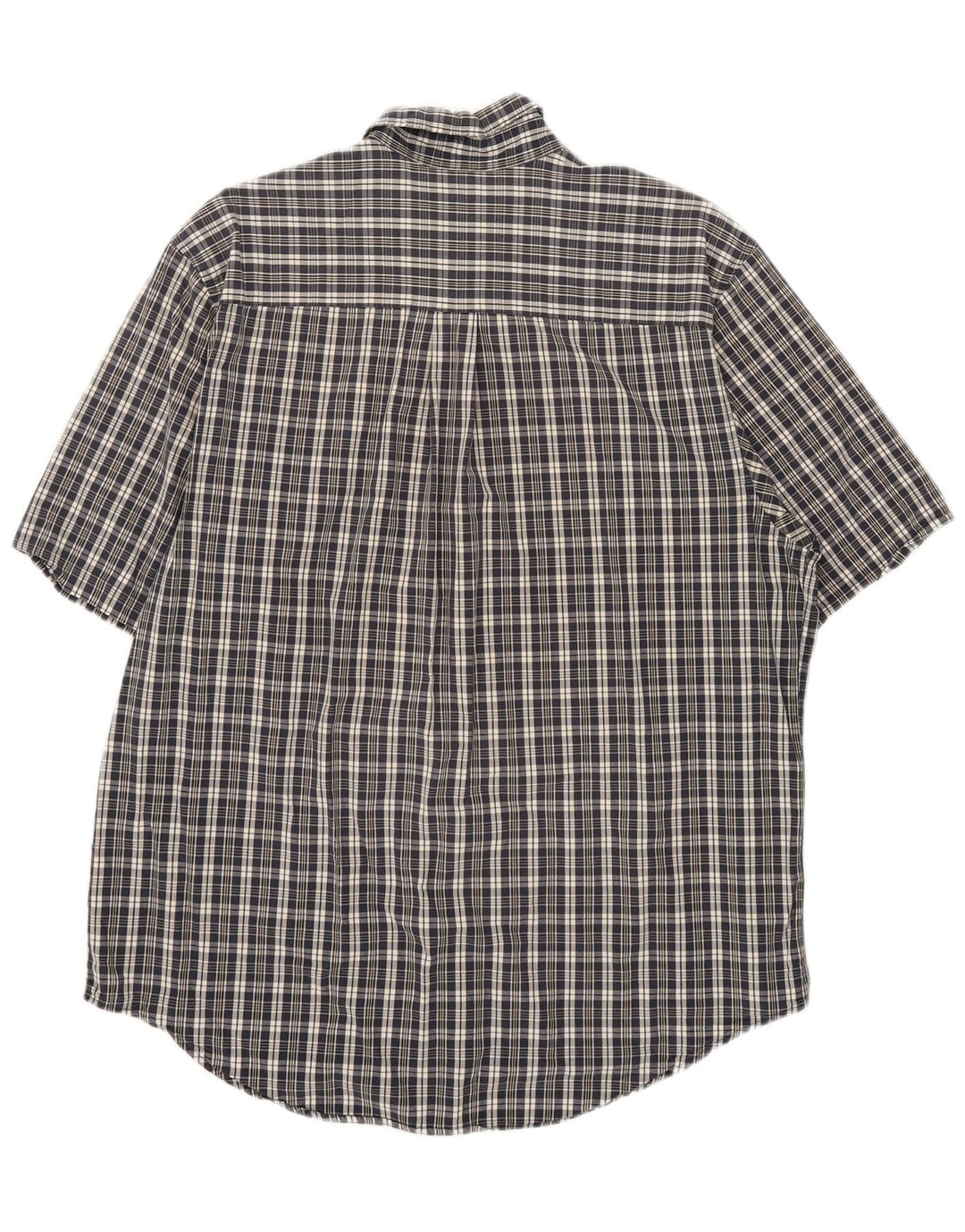 Timberland Mens Short Sleeve Shirt Large Navy Blue Check Cotton