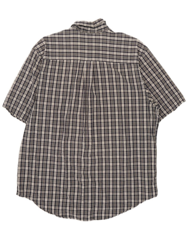 Timberland Mens Short Sleeve Shirt Large Navy Blue Check Cotton