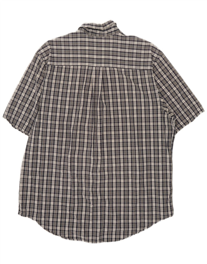 Timberland Mens Short Sleeve Shirt Large Navy Blue Check Cotton