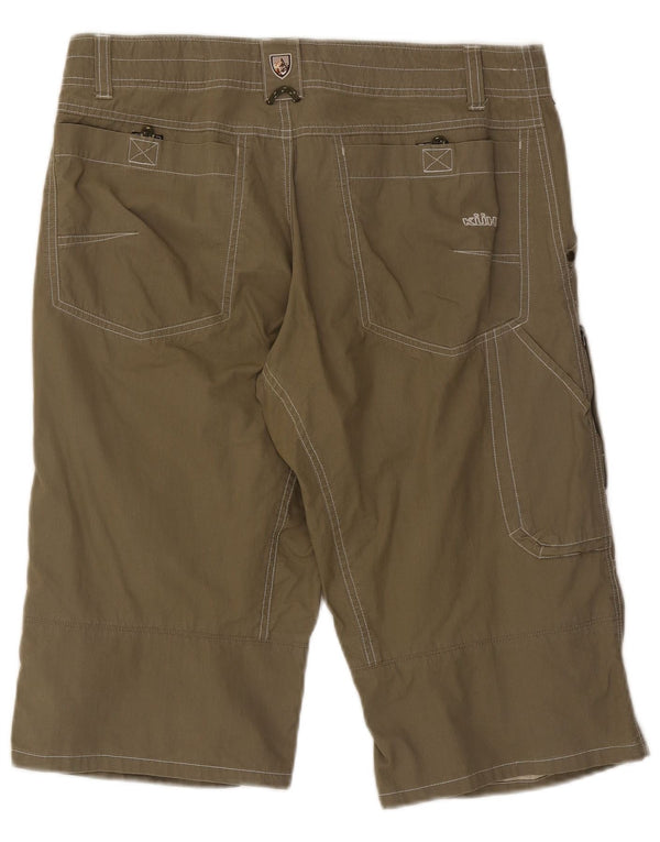 Vintage Mens Cargo Bermuda Shorts W34 Large Khaki Striped Cotton