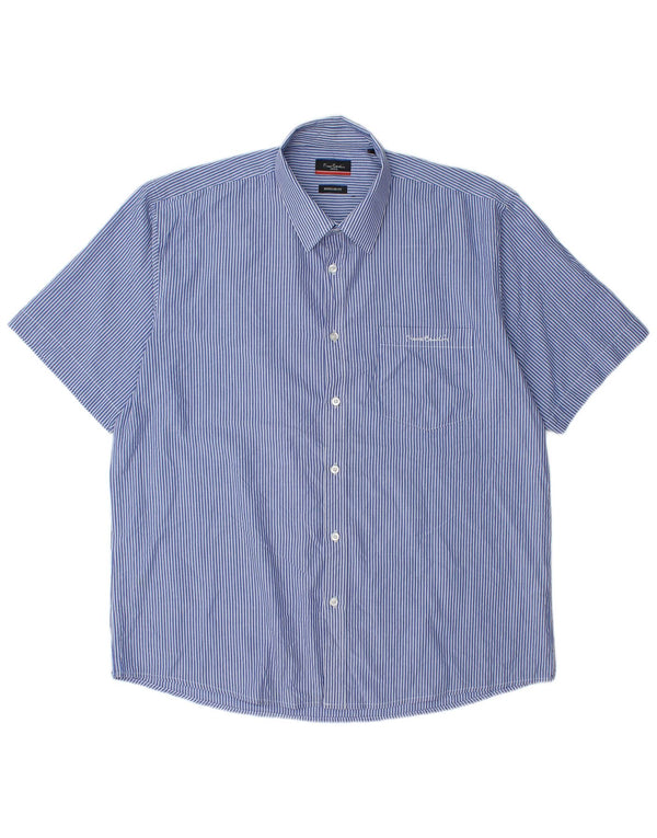 Pierre Cardin Mens Regular Fit Short Sleeve Shirt 3XL Blue Pinstripe Cotton