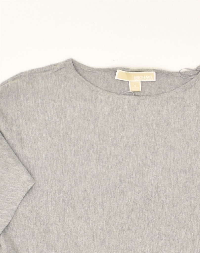 MICHAEL KORS Womens Longline Crew Neck Jumper Sweater UK 10 Small Grey | Vintage Michael Kors | Thrift | Second-Hand Michael Kors | Used Clothing | Messina Hembry 