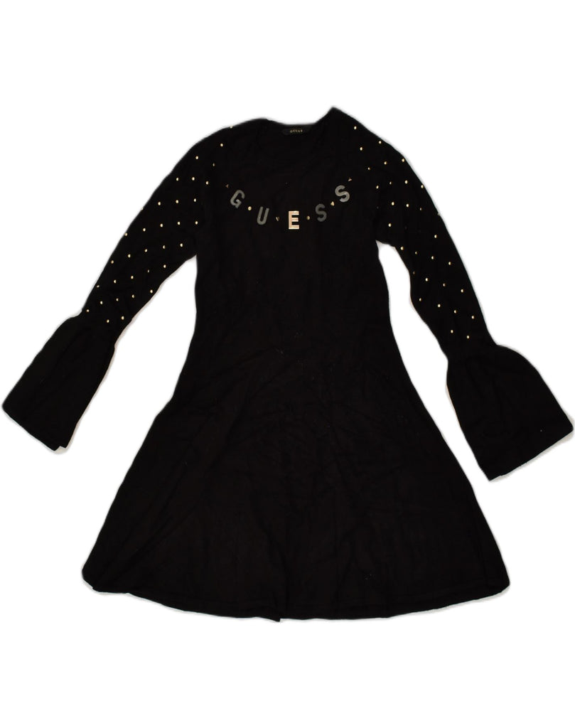 GUESS Girls Graphic Long Sleeve Jumper Dress 6-7 Years Black | Vintage Guess | Thrift | Second-Hand Guess | Used Clothing | Messina Hembry 