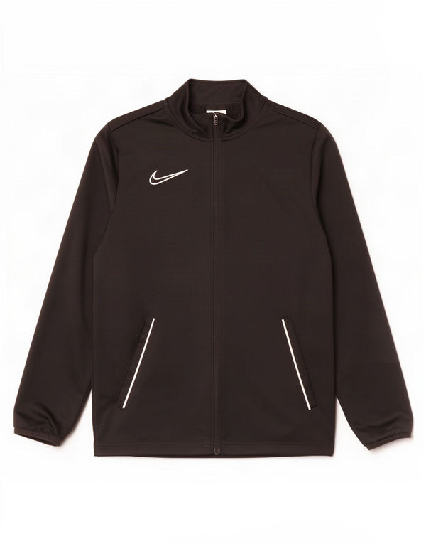 Nike Boys Dri Fit Tracksuit Top Jacket 12-13 Years Large Black Polyester