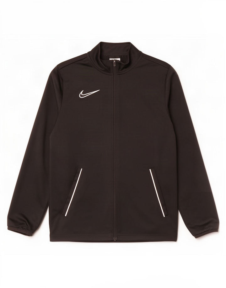 Nike Boys Dri Fit Tracksuit Top Jacket 12-13 Years Large Black Polyester