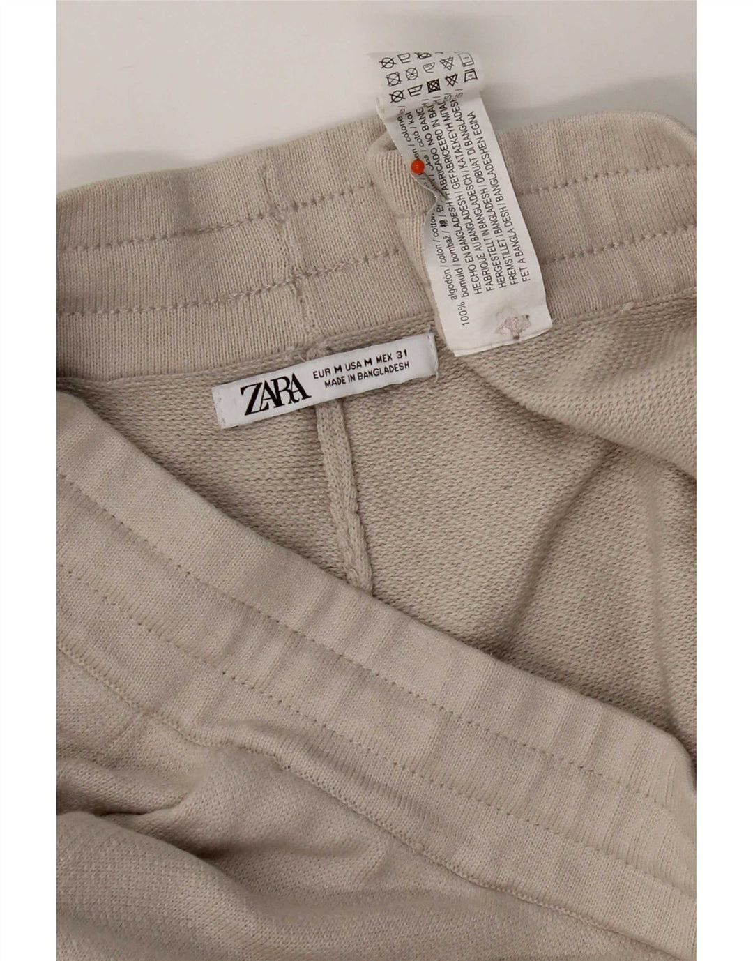 Zara Mens Sport Shorts Medium Beige Cotton