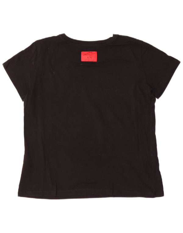 Armani Exchange Womens Graphic T-Shirt Top UK 16 Large Black Cotton