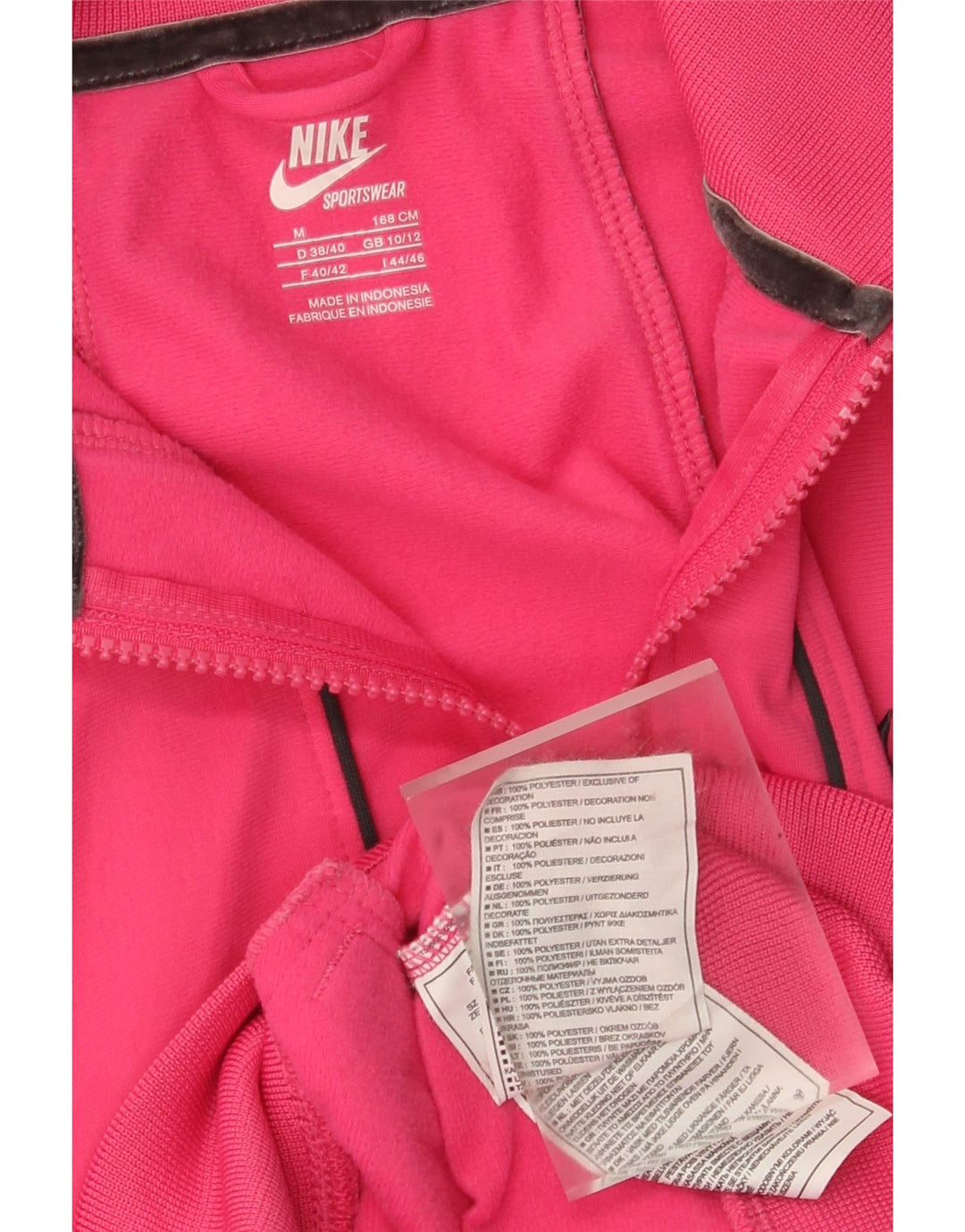 Nike Womens Tracksuit Top Jacket UK 10/12 Medium Pink Polyester
