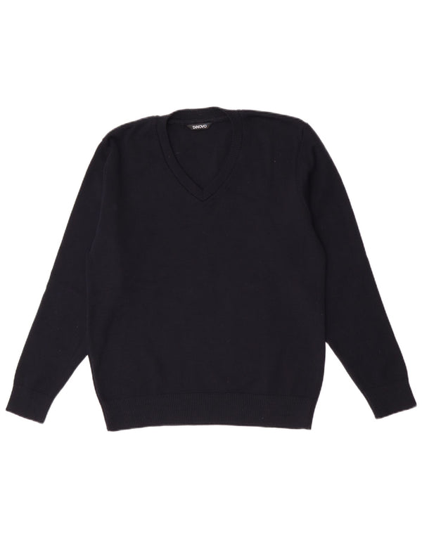 Vintage Womens V-Neck Jumper Sweater IT 42 Medium Navy Blue