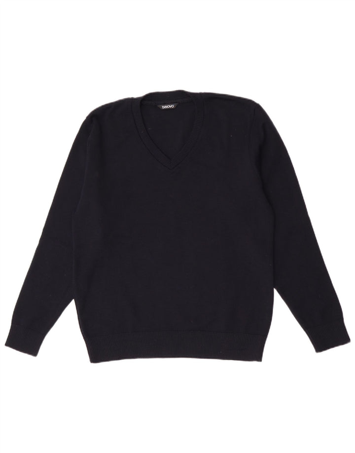 Vintage Womens V-Neck Jumper Sweater IT 42 Medium Navy Blue