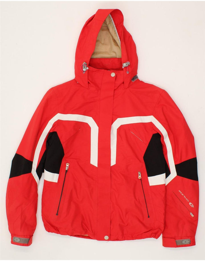VINTAGE Womens Hooded Windbreaker Jacket UK 10 Small  Red Colourblock Vintage Vintage and Second-Hand Vintage from Messina Hembry 