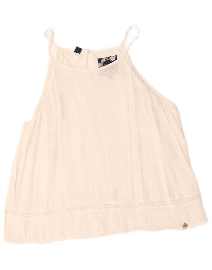Superdry Womens Sleeveless Oversized Blouse Top UK 10 Small White