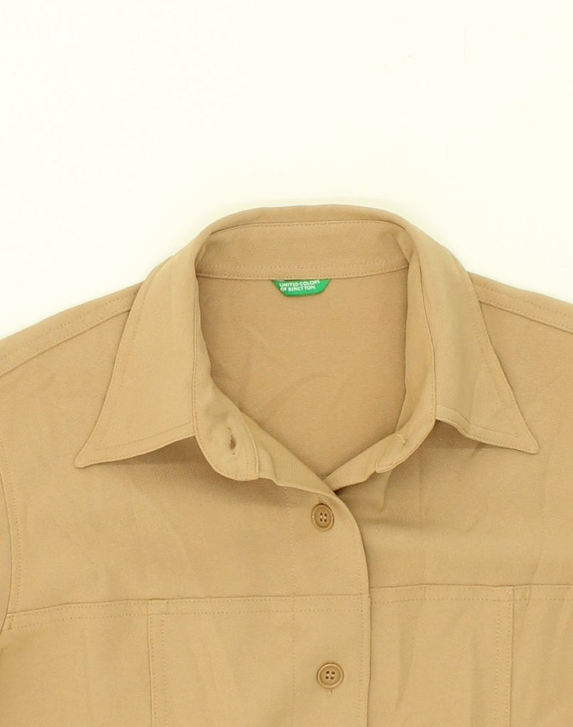 BENETTON Womens Shirt UK 12 Medium Beige Polyester | Vintage Benetton | Thrift | Second-Hand Benetton | Used Clothing | Messina Hembry 