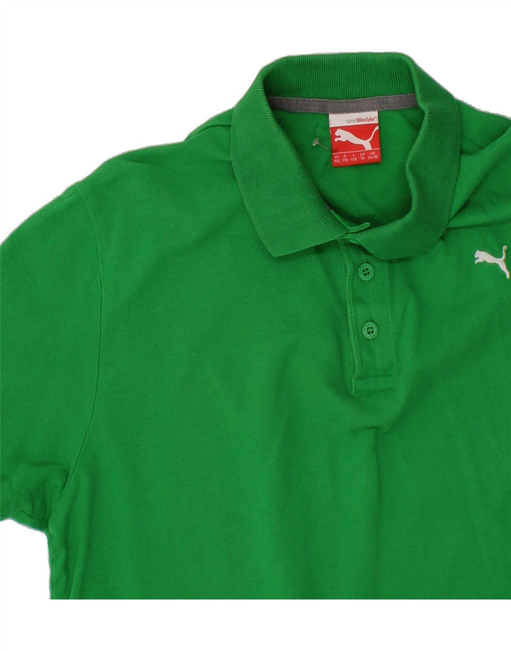 PUMA Boys Polo Shirt 15-16 Years Green Cotton Vintage Puma and Second-Hand Puma from Messina Hembry 