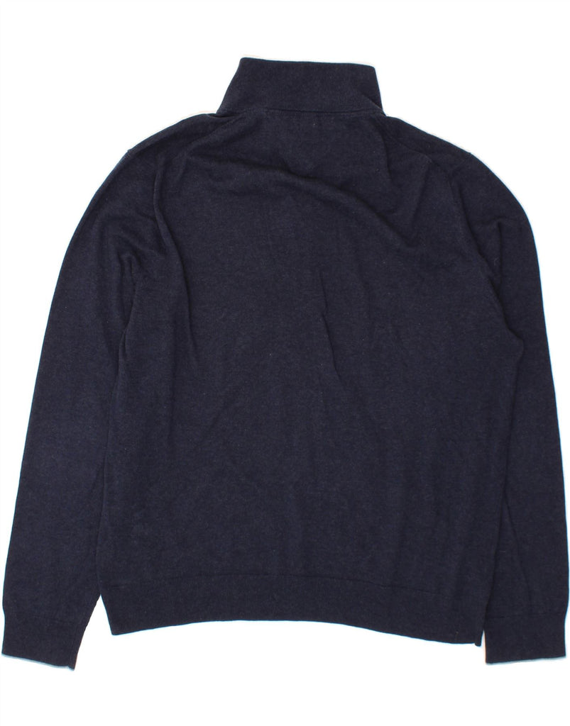 TOMMY HILFIGER Mens Button Neck Jumper Sweater Large Navy Blue Cotton Vintage Tommy Hilfiger and Second-Hand Tommy Hilfiger from Messina Hembry 