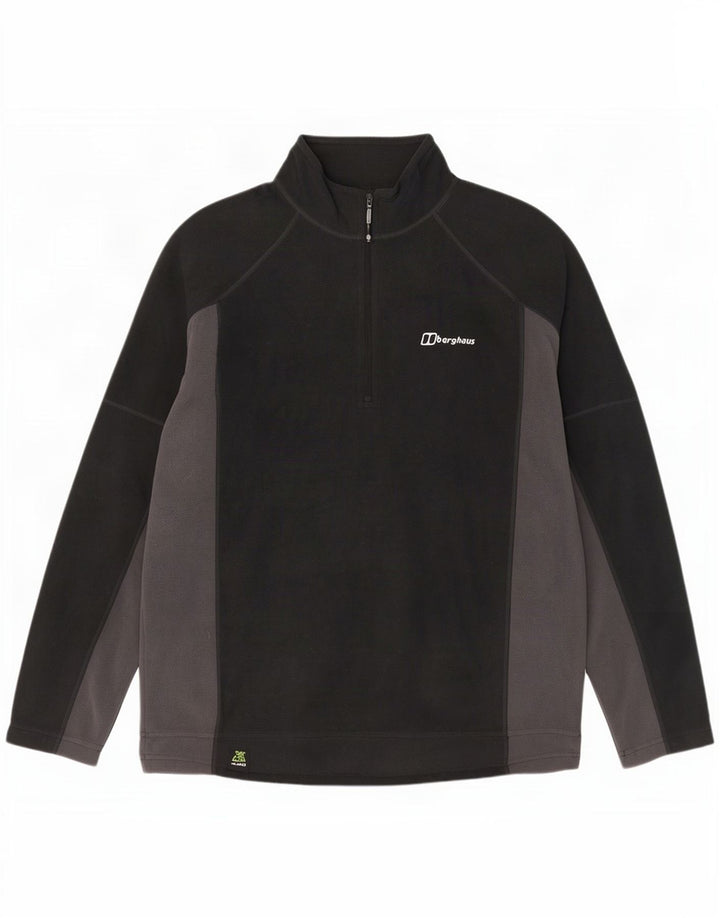 Berghaus Mens Zip Neck Fleece Jumper Large Black Colourblock Polyester