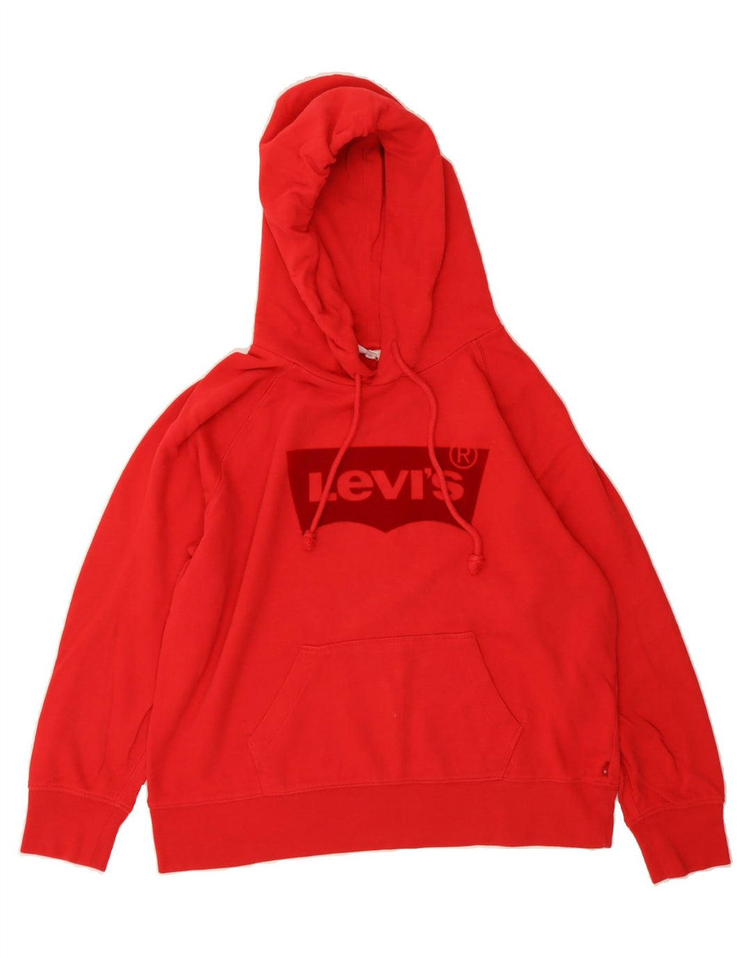 LEVI'S Womens Graphic Hoodie Jumper UK 14 Medium Red Cotton Vintage Levi's and Second-Hand Levi's from Messina Hembry 