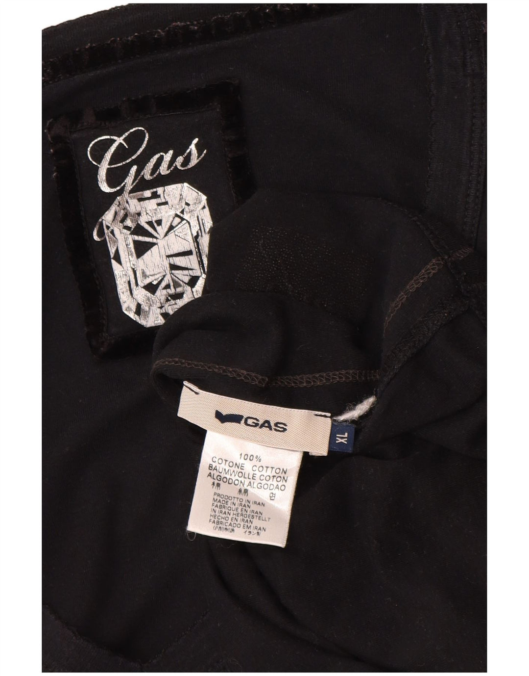 GAS Womens Top Long Sleeve UK 18 XL Black Cotton