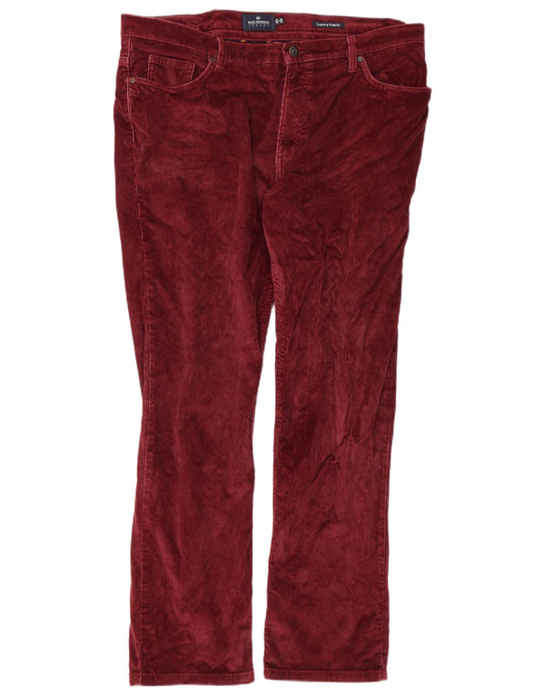 Marks & Spencer Mens Blue Harbour Corduroy Trousers W38 L31 Burgundy