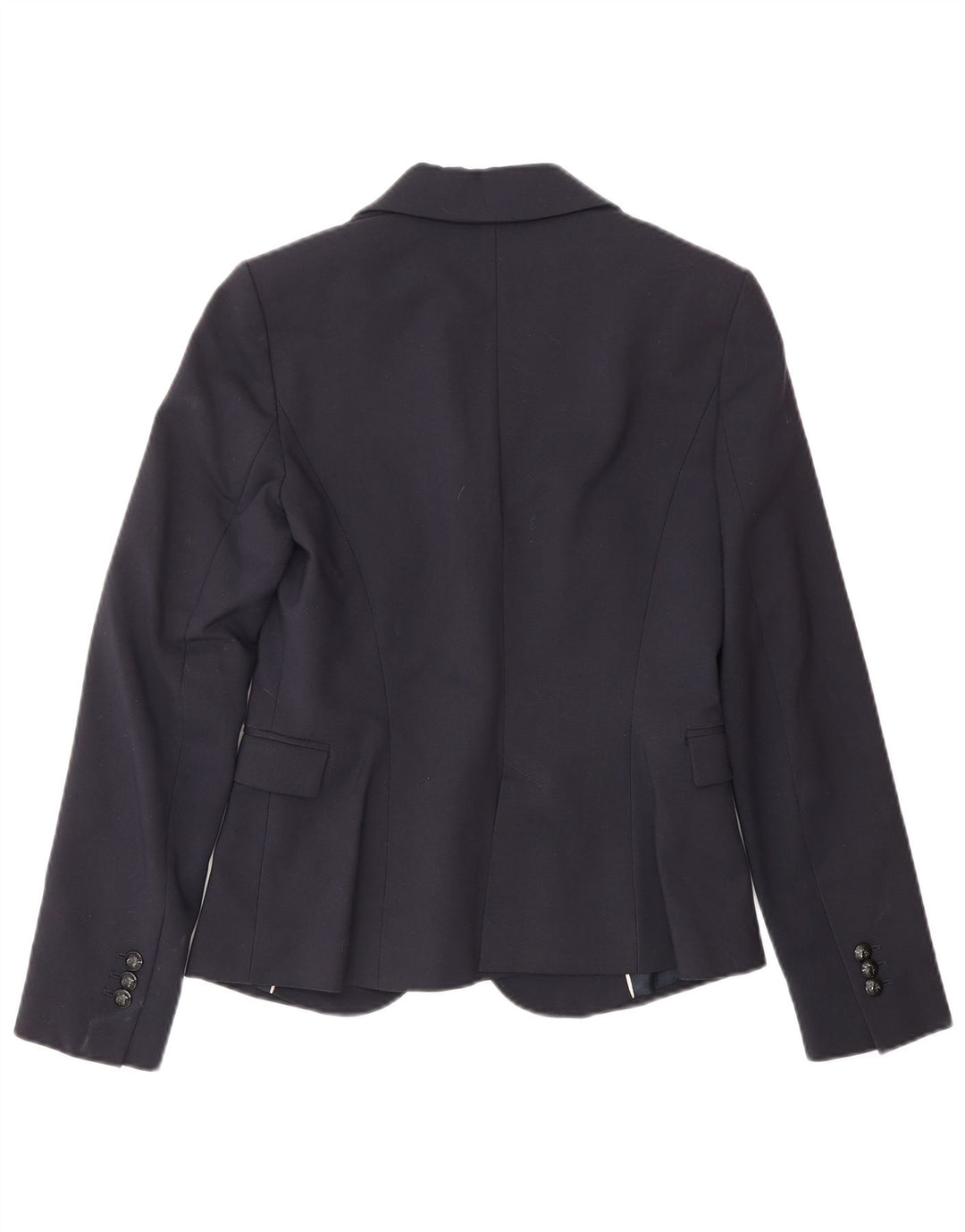 Zara Womens 1 Button Blazer Jacket UK 10 Small Navy Blue Cotton