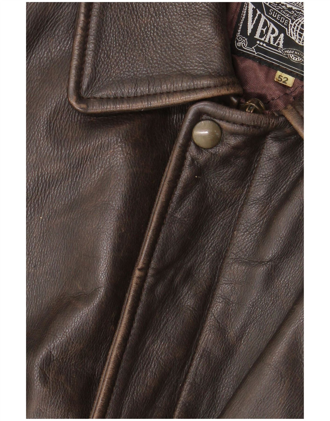 Vintage Mens Leather Jacket IT 52 XL Brown Leather