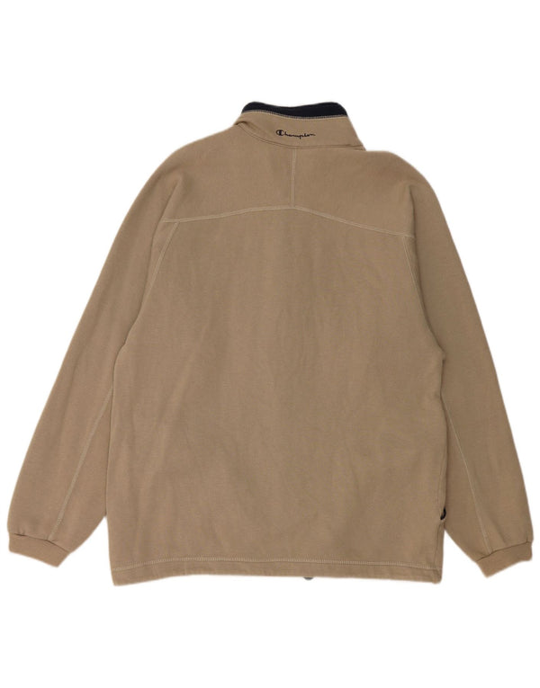 Champion Mens Tracksuit Top Jacket Medium Beige Cotton