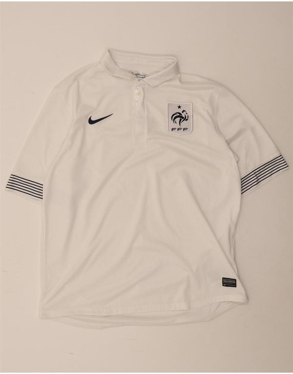 Nike Mens France National Rugby Graphic Polo Shirt XL White Striped