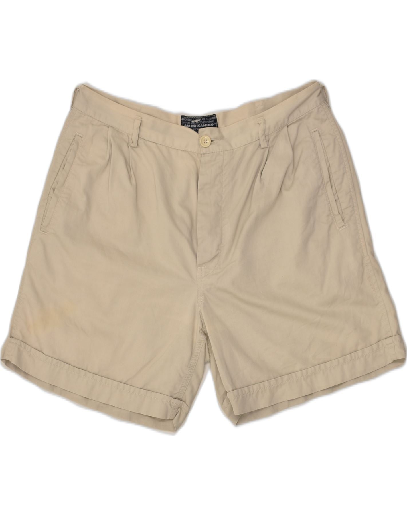 AMERICANINO Mens Chino Shorts W33 Medium Beige Cotton Vintage