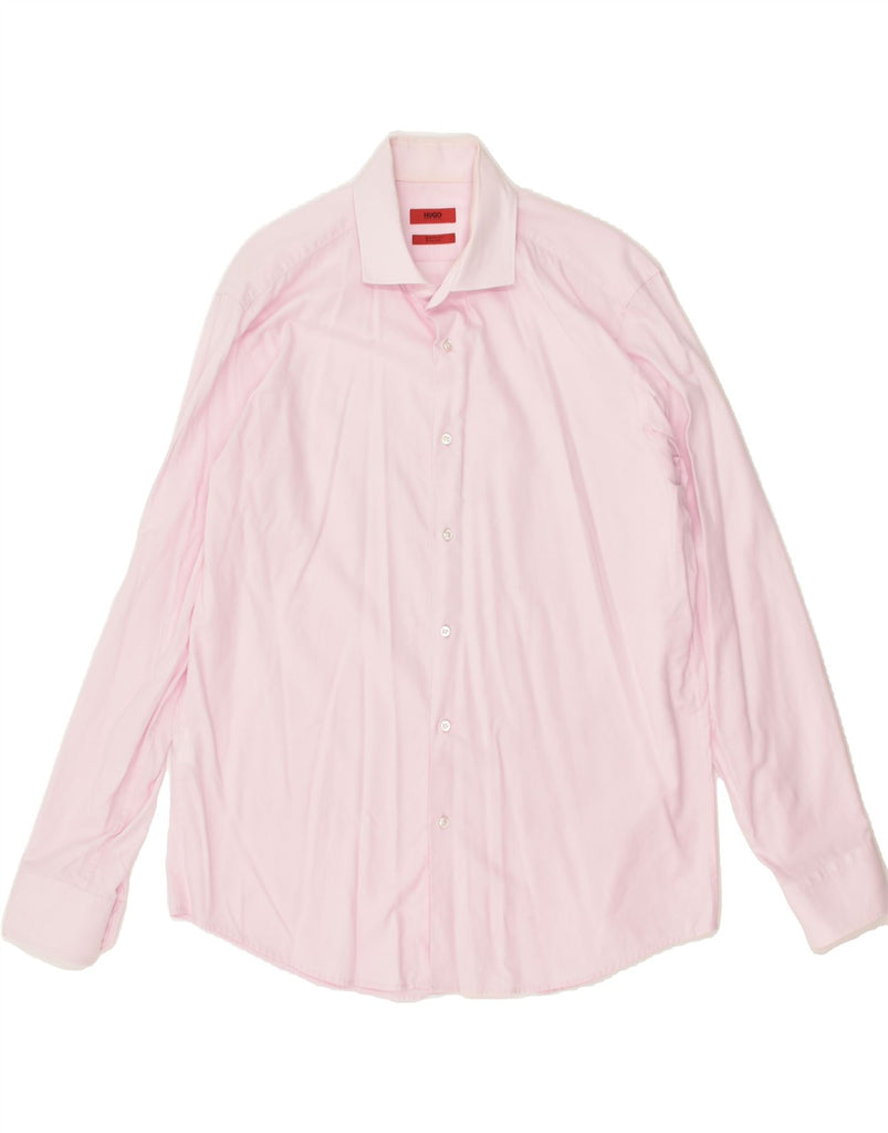 HUGO BOSS Mens Regular Fit Shirt Size 43 Large Pink Cotton | Vintage Hugo Boss | Thrift | Second-Hand Hugo Boss | Used Clothing | Messina Hembry 