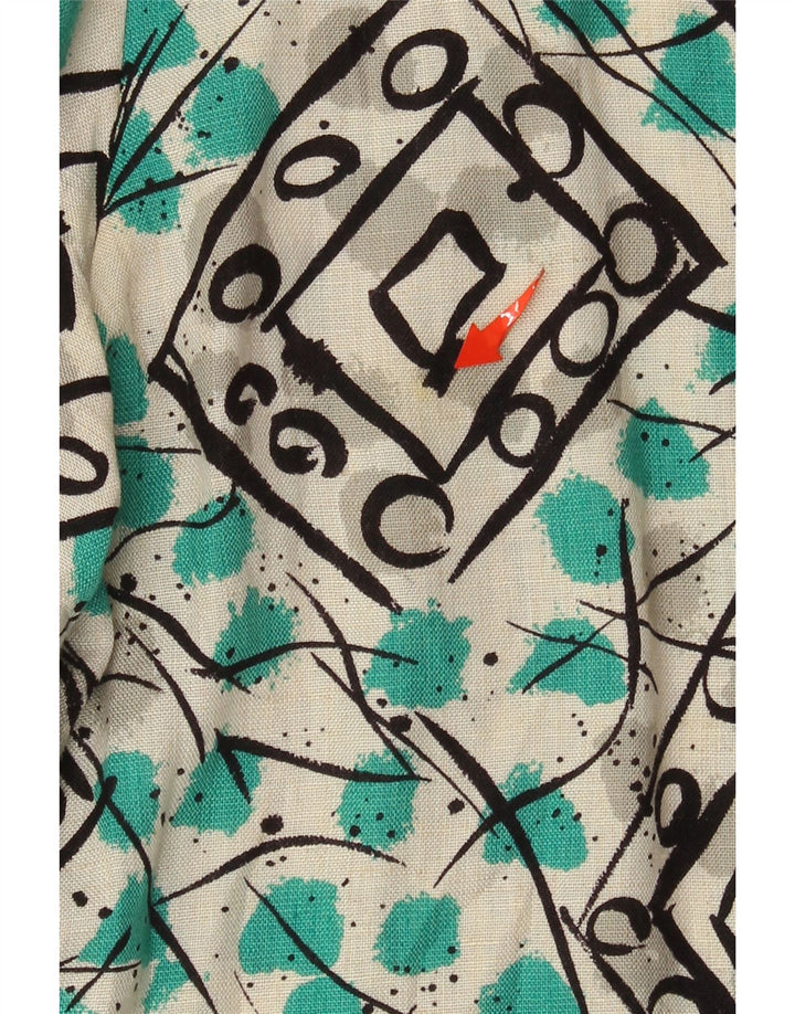 Vintage Womens Crop Shirt Blouse UK 12 Medium Multicoloured Geometric