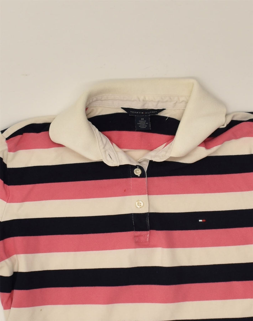 TOMMY HILFIGER Womens Polo Shirt UK 12 Medium Multicoloured Striped Cotton | Vintage Tommy Hilfiger | Thrift | Second-Hand Tommy Hilfiger | Used Clothing | Messina Hembry 