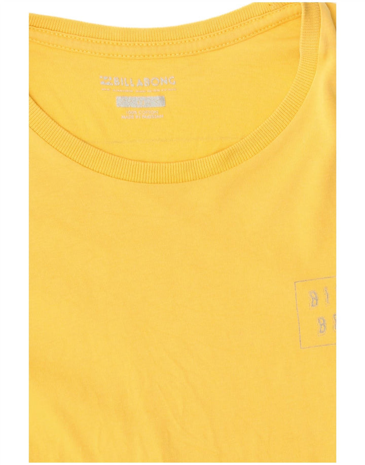 Billabong Womens Graphic T-Shirt Top UK 12 Medium Yellow Cotton
