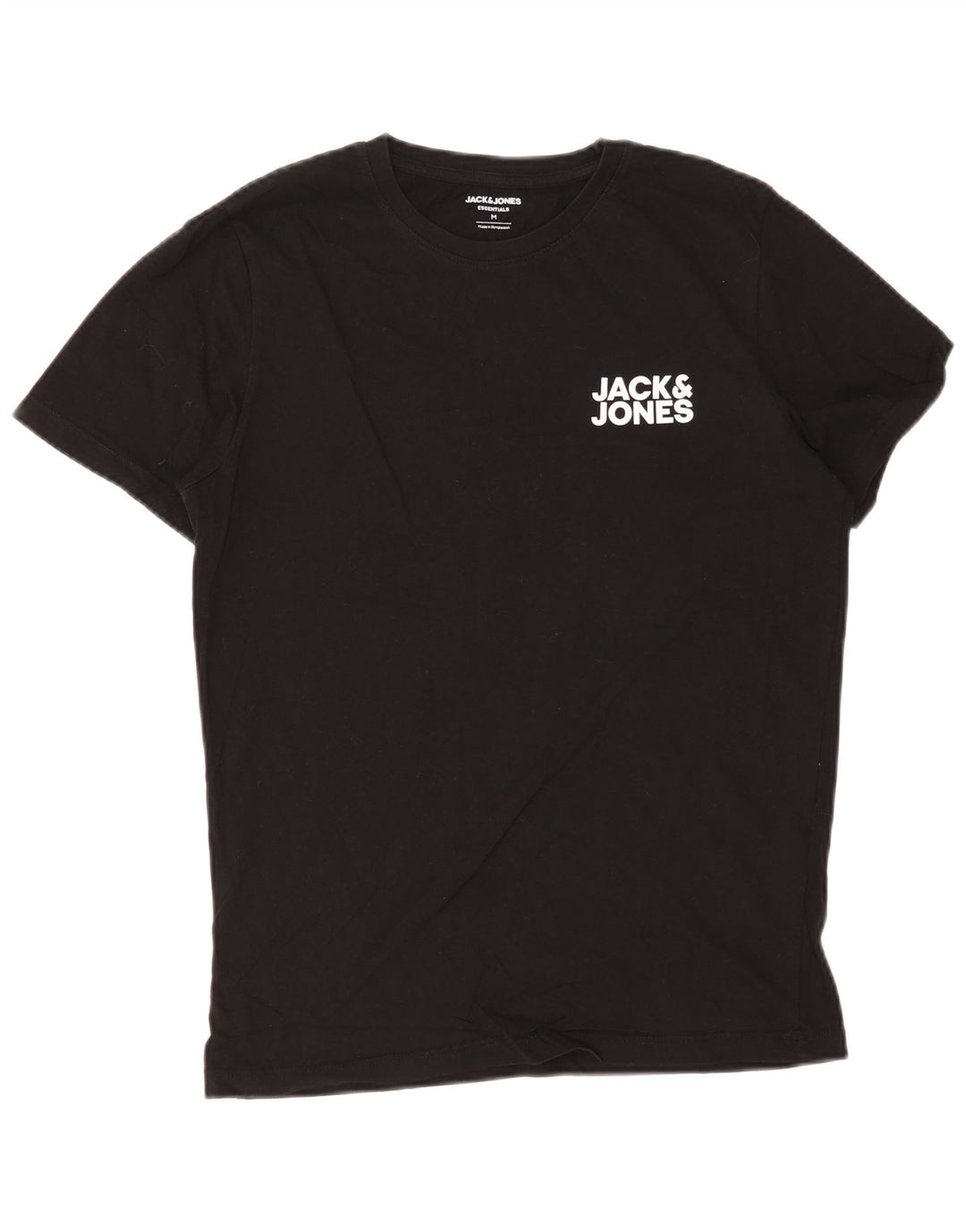 Jack & Jones Mens T-Shirt Top Medium Black Cotton