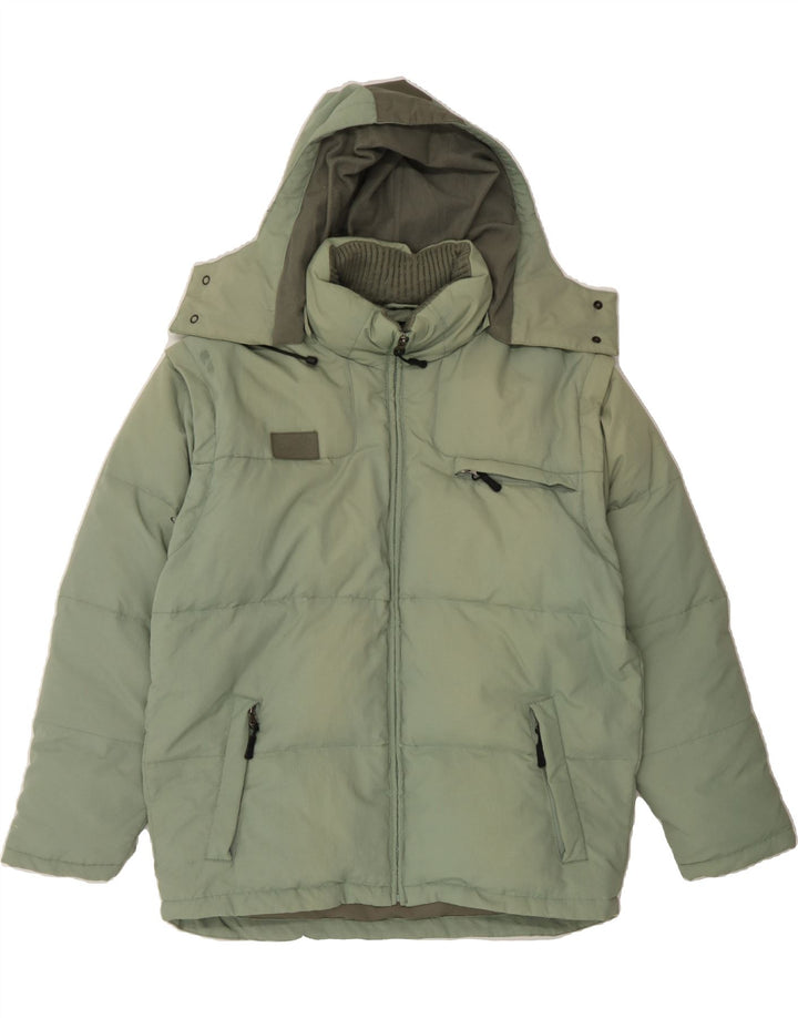 FILA Mens Hooded Padded Jacket UK 36 Small Green Polyamide Vintage Fila and Second-Hand Fila from Messina Hembry 